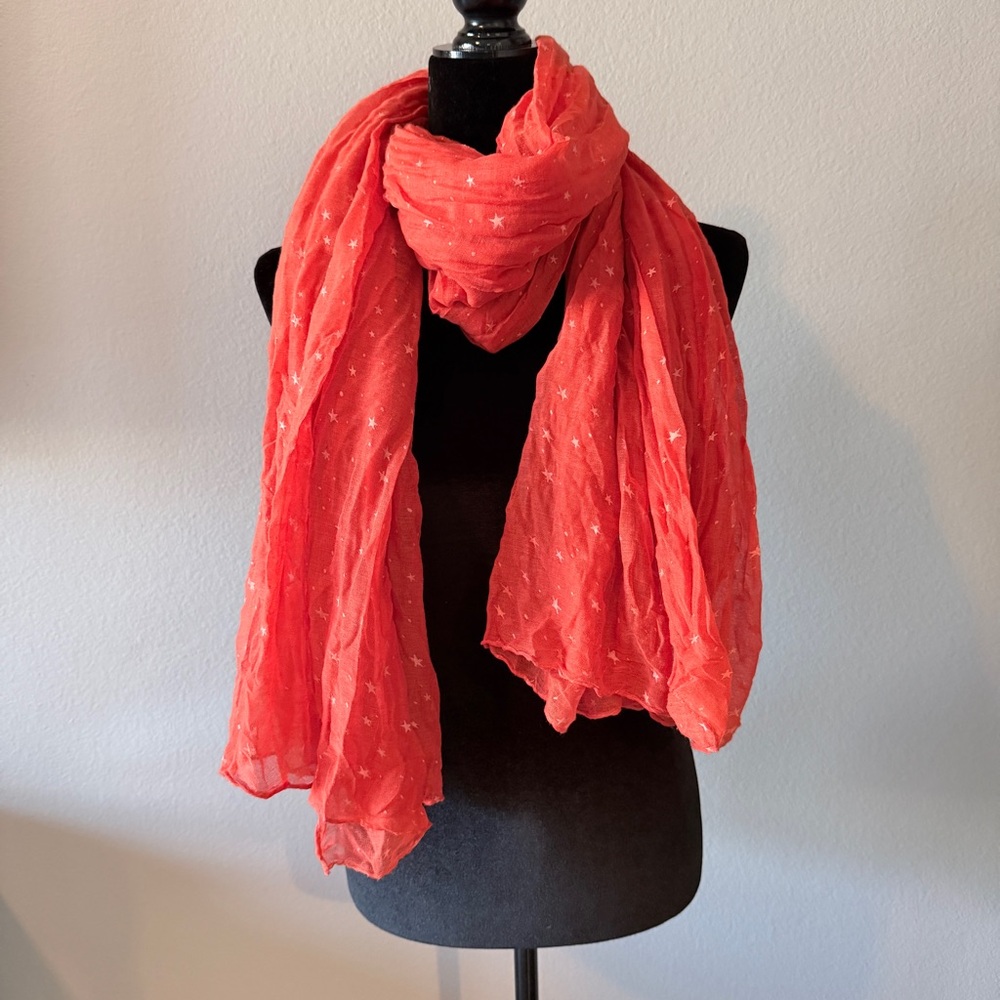 Elegant Coral Scarf with Stars